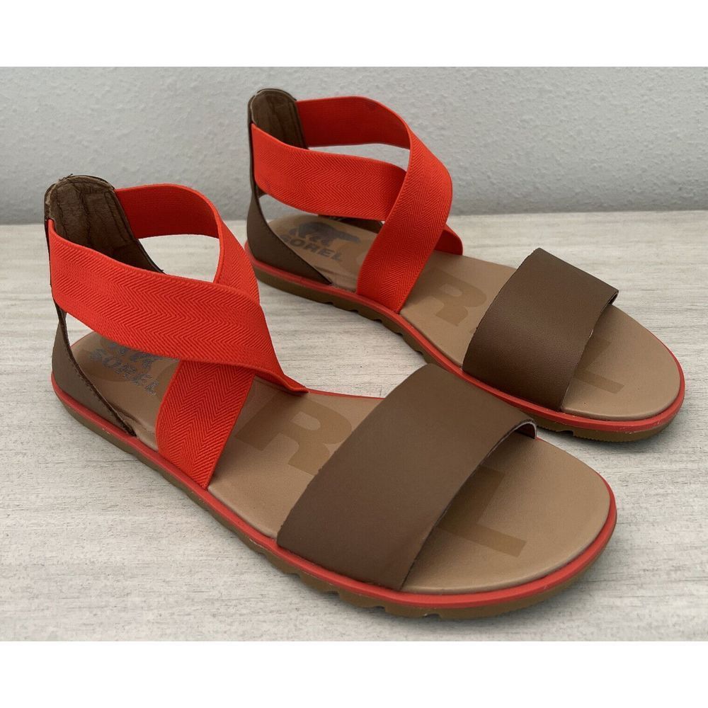 Sorel Womens Sz 7M Ella II Red/Rouge Sandals Ankle Cross Strap Strappy Flats NIB - Picture 9 of 16